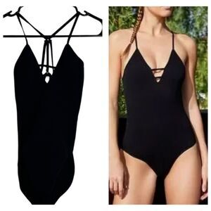 FP Free People Movement Dance All Day Bodysuit XS Yoga Gym Workout Black